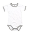 Baby Ringer Body, vit/gråmelerad, Vit/Ljunggrå Melange