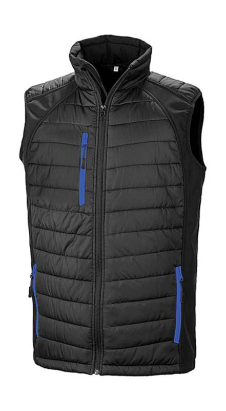 Compass Vadderad Softshellväst, svart/kungsblå – Result Recycled (1)