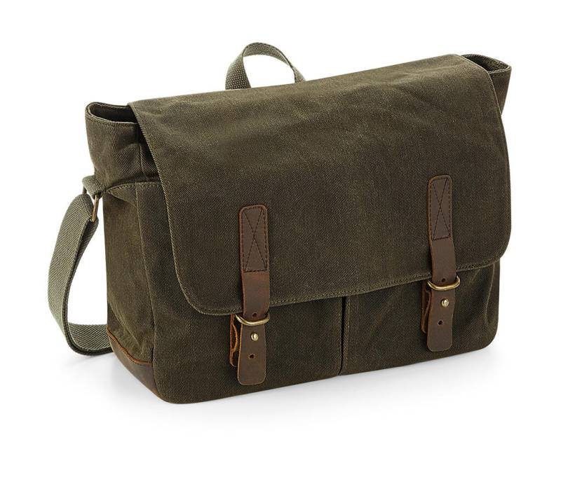Heritage vaxad canvas budbärare, Olivgrön – Quadra (1)