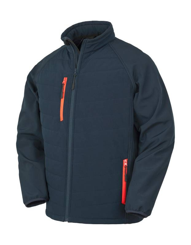 Kompass Vadderad Softshell, marinblå/röd – Result Recycled (1)