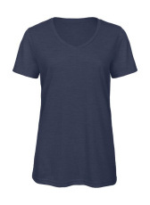 V Triblend/dam-T-shirt, melerad marinblå
