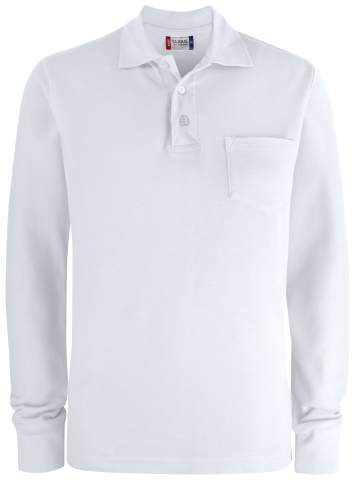 Basic Pocket L/S – pikétröja, vit – Clique (1)