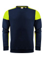 Prime Sweater – sweatshirt med rund hals (unisex), Marinblåblå/Neongul