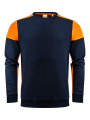 Prime Sweater – sweatshirt med rund hals (unisex), Marinblåblå/Neon Orange
