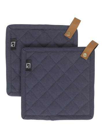 2-pack grytlappar, Marinblå - Kosta Linnewäfveri (1)