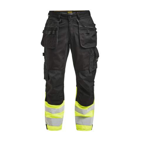 2134 Craftsman Core Stretch Hi-Vis – byxor, svart/gul – Jobman (1)