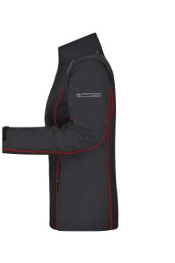 Damjacka 2-1-1 med avtagbara ärmar, softshell, svart/röd – James & Nicholson (2)