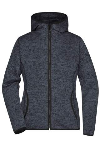 Huvjacka i stickad fleece för dam, mörk-melerad/svart – James & Nicholson (1)