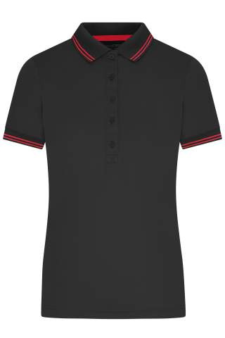 Funktionspolo för damer, svart/röd – James & Nicholson (1)