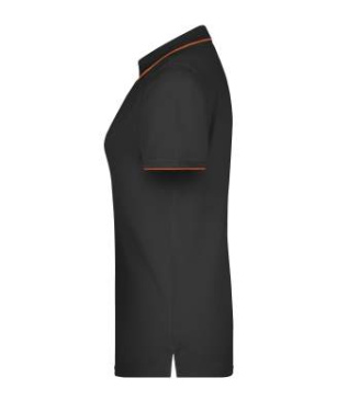 Dam-pikétröja med ränder, svart/orange – James & Nicholson (2)