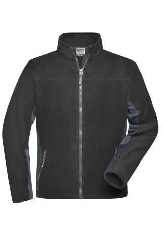 Workwear fleecejacka herr – STRONG, svart/carbon – James & Nicholson (1)