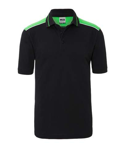 Workwear Herrpiké, svart/limegrön - James & Nicholson (1)