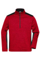 Workwear Stickad Fleecetröja Halfzip – STRONG, röd-melerad/svart