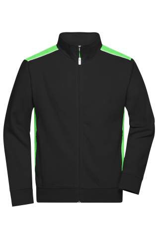 Workwear Sweatjacka, svart/limegrön - James & Nicholson (1)
