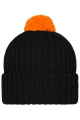 Stickad Mössa med boll, svart/orange