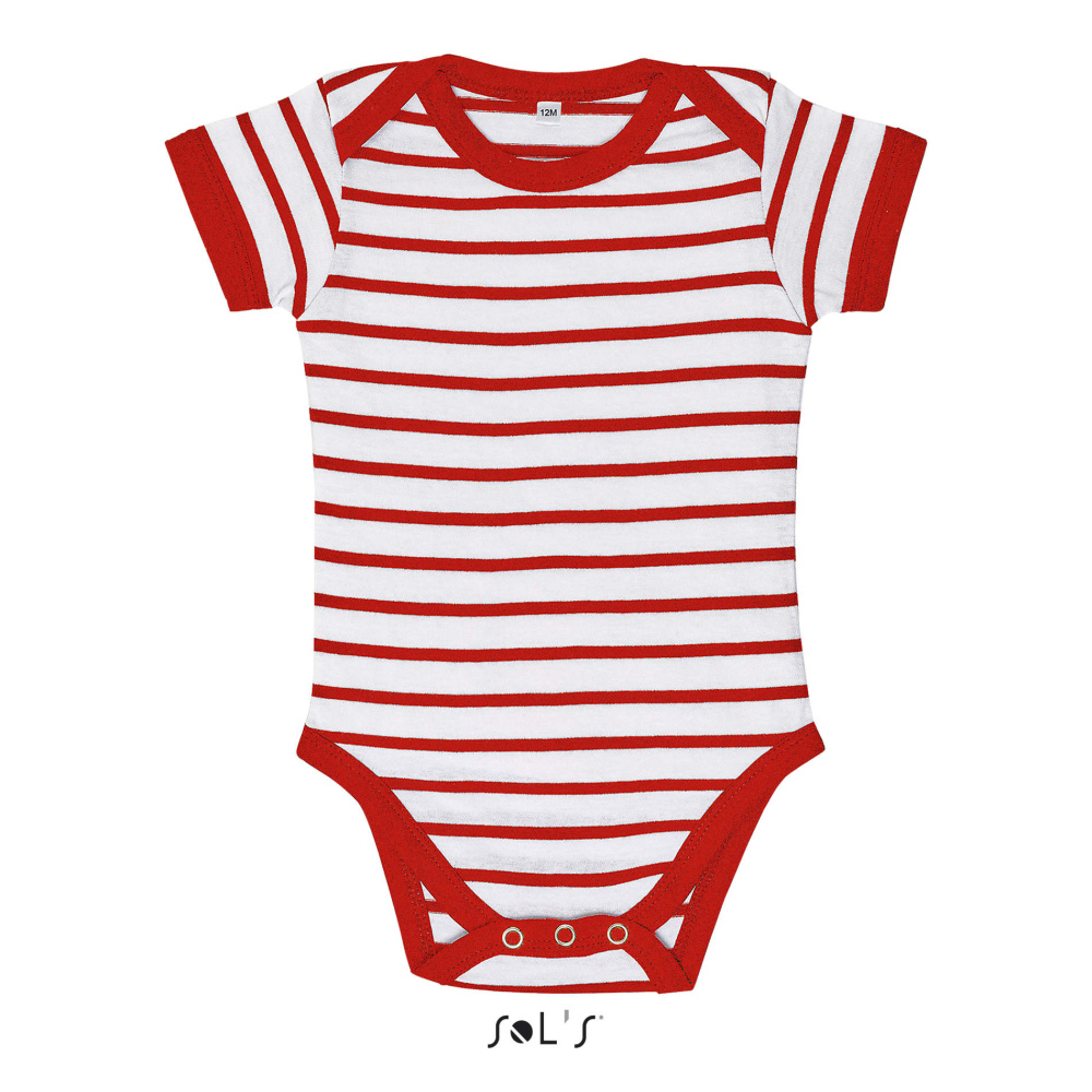 MILES BARN RANDIG BODYSUIT, Vit/Röd, S, produktbild