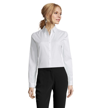 BRODY DAM HERINGBON SHIRT, Vit, XS, produktbild (4)