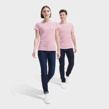 MILES DAM T-SHIRT 150g, Vit/Röd, XS, produktbild (2)