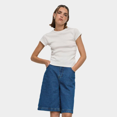 SARA ribbad T-shirt för dam, Vit, XS, produktbild (3)