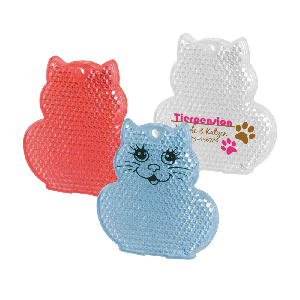 Säkerhetsreflex "Katt", genomskinlig blå, produktbild (1)