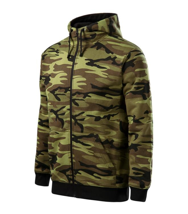 MALFINI Camo Zipper – Sweatshirt herr, kamouflagegrön, S, produktbild (1)
