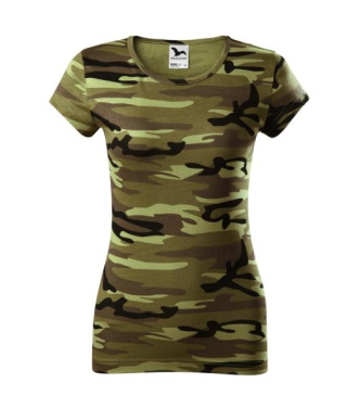 MALFINI Camo Pure – T-shirt dam, kamouflagegrön, XS, produktbild (2)