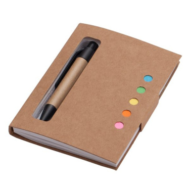 Mini anteckningsblock 80x110/100p blankt med kulspetspenna, beige, produktbild (2)