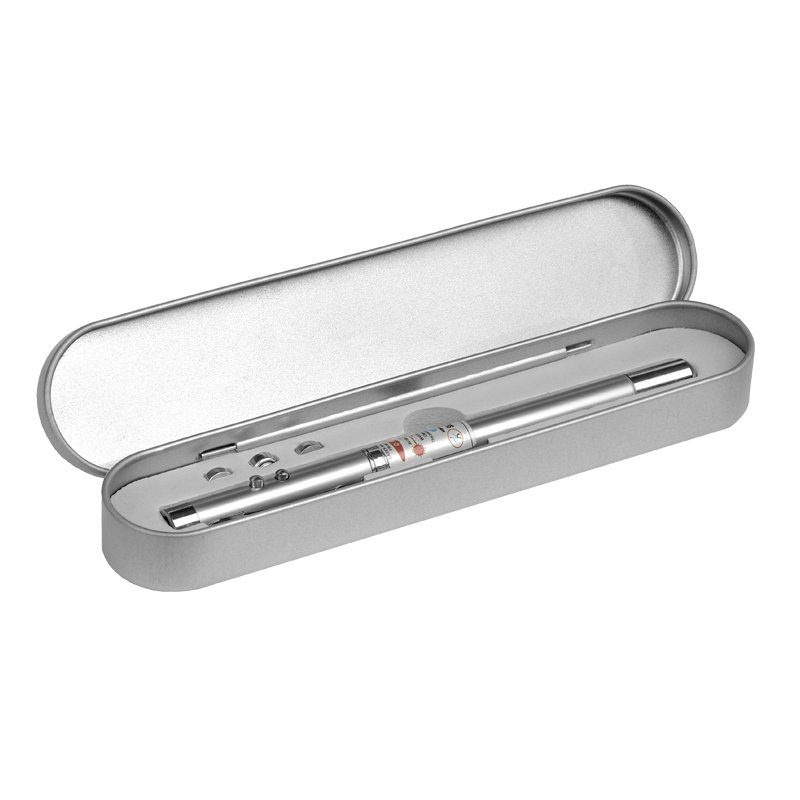 4-funktionspenna med laserpekare, silver, produktbild (1)