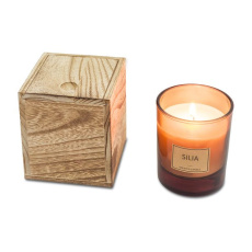 Silia-ljus i trälåda, brun