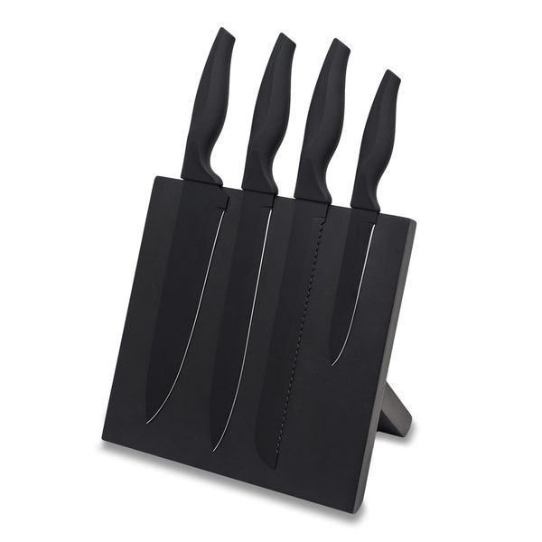 Akita knivset på magnetblock, svart, produktbild (1)