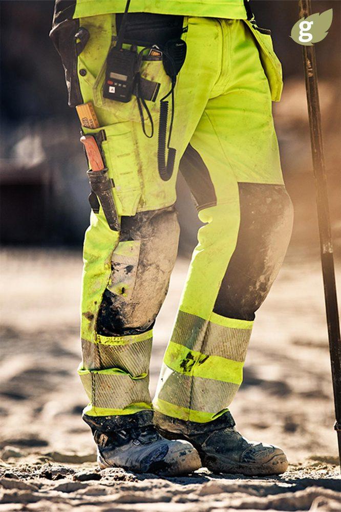 HIGH VIS GREEN CRAFTSMAN STRETCH BYXA KLASS 2 2644 GSTP, FYE/black, C44, produktbild, Neongul - Svart
