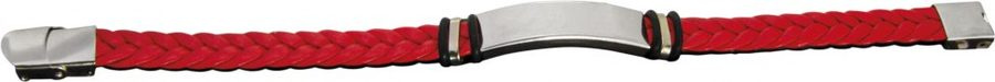 Armband rött och ståltråd, produktbild