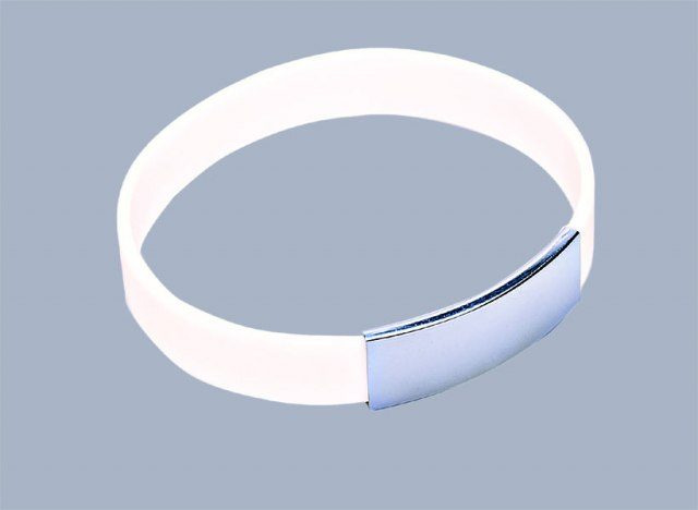 Armband för män i vitt silikon, produktbild