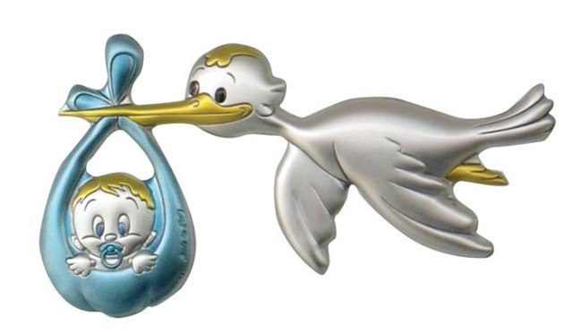 Emblem stork ljusblå - mm 49 × 27, produktbild