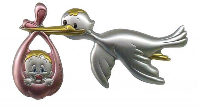 Emblem stork rosa - mm 49 × 27, produktbild