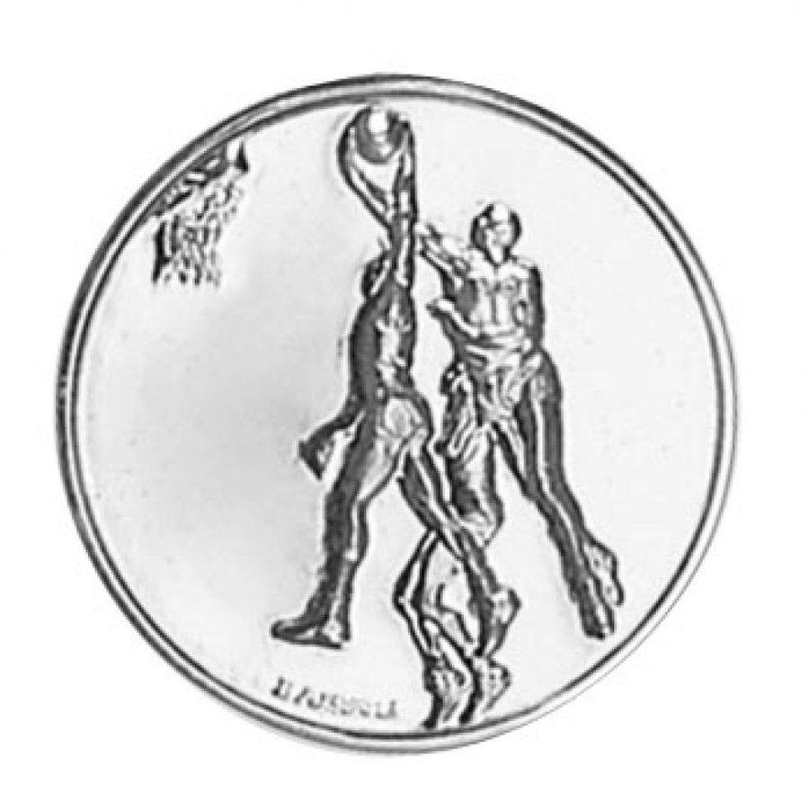 Medaljinsats med basketmotiv, 25 mm, produktbild