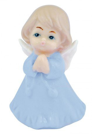Keramisk liten ängel himmelsblå 4,9 × 4,2 × 7,5, produktbild