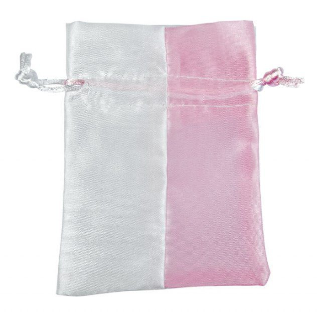 Liten presentpåse vit/rosa, produktbild