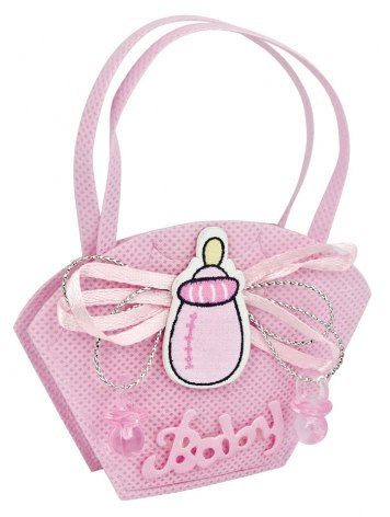 Liten väska som present nappflaska rosa, produktbild