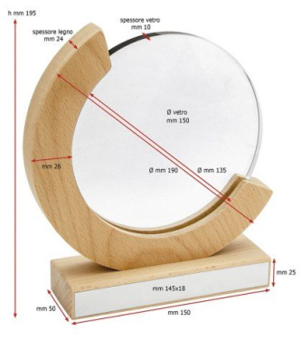 Glastrofé med diameter 150 mm, trästöd, produktbild (3)