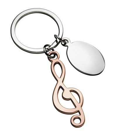 Nyckelring G-klav roséguld utan ask, produktbild