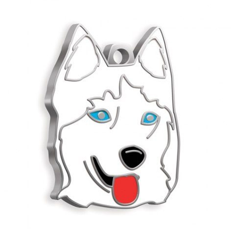 Hundnamnbricka husky vit och brun, produktbild (1)
