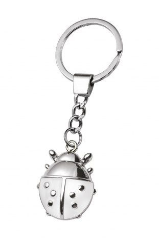 Nyckelring nyckelpiga vit, utan ask, produktbild (1)