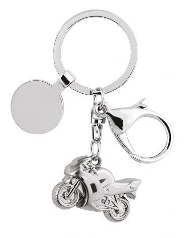 Nyckelring motorcykel - karbinhake och skylt, produktbild