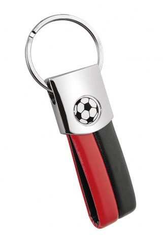 Nyckelring fotboll PU röd/svart utan ask, produktbild (1)