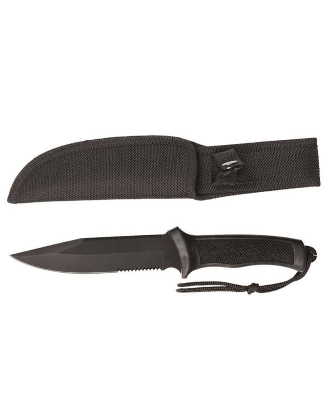 Stridskniv med gummigrepp svart – Mil-Tec