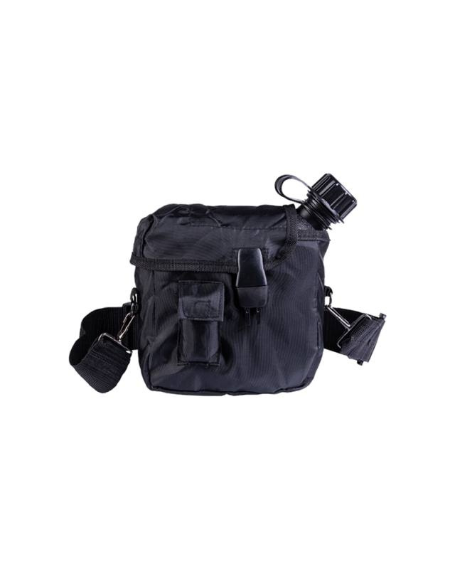 Amerikansk 2QT-flaska med fodral och rem, svart – Mil-Tec (1)