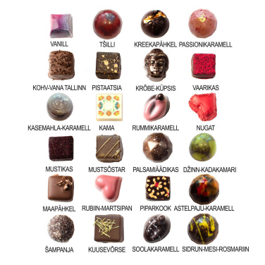 Vit chokladask med 16 chokladbitar – E. Wiiralt, produktbild (3)